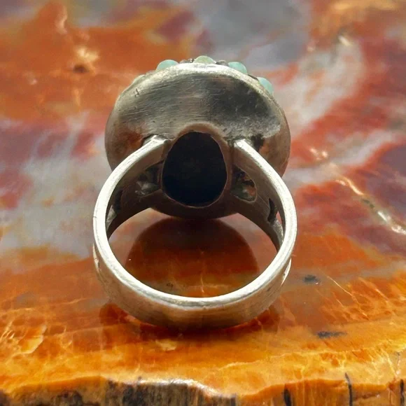 Vintage Sterling Silver Turquoise Ring - Size 8 - Picture 5 of 7